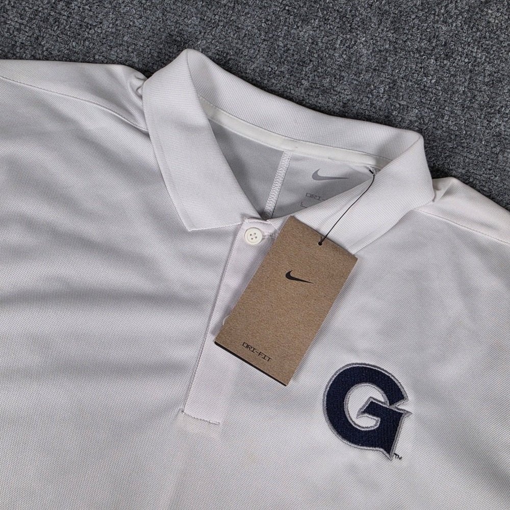 Nike Georgetown Hoyas Victory Golf Polo Mens L White Dri-FIT DH0824-100 NWT